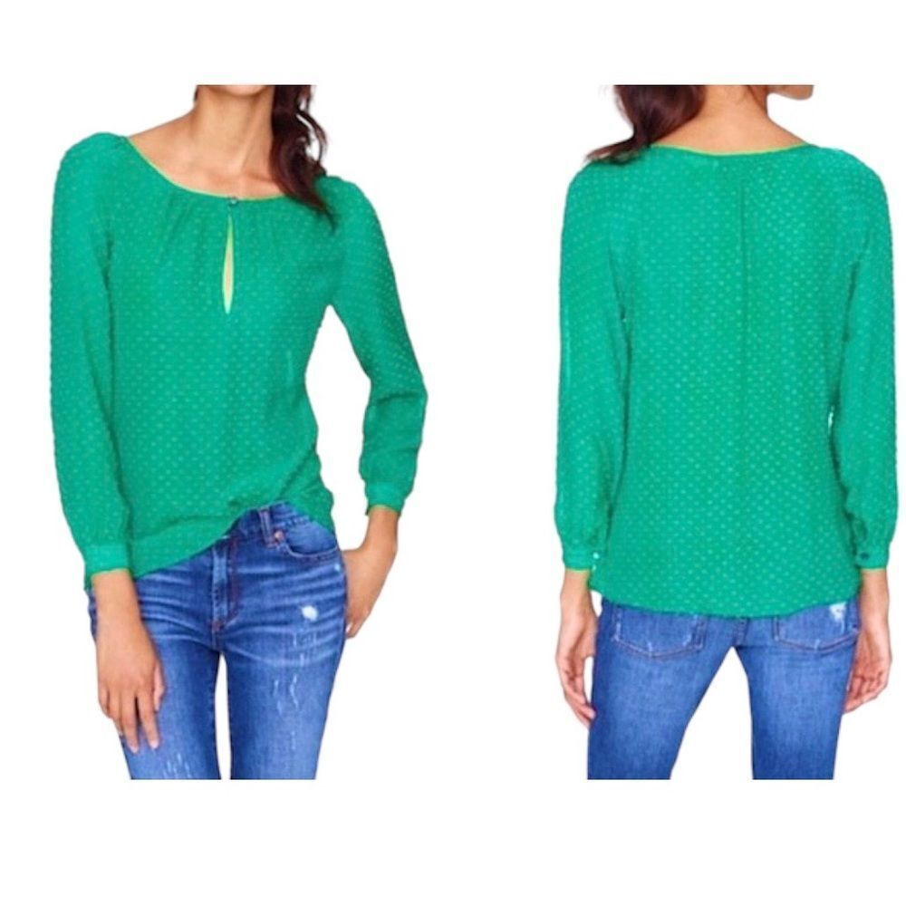 J. CREW Sheer Swiss Dot Long Sleeves Blouse XXS